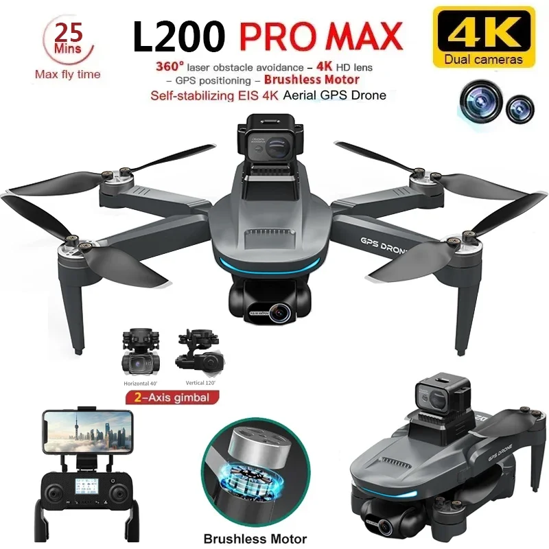 L200 PRO MAX Drone 4K 2-Axis P - đánh giá và giá Rc Helicopter Case