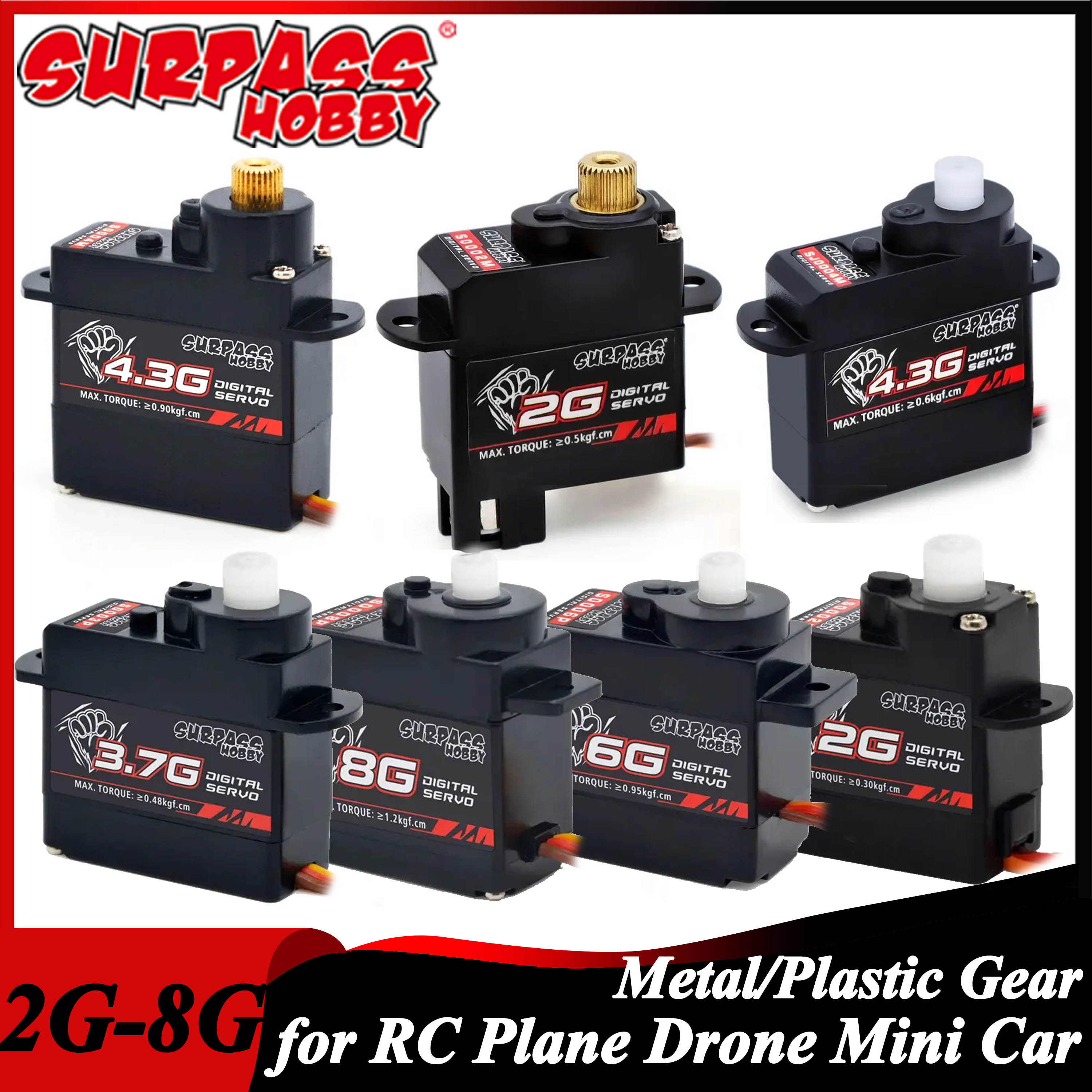 Surpass Hobby 2g 3.7g 4.3g 6g  - đánh giá và giá Rc Helicopter Servo
